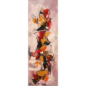 Mashkoor Raza, 12 x 36 Inch, Oil on Canvas, Abstract Painting, AC-MR-545
